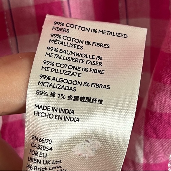 Anthropologie Pilcro Deb Gingham Buttondown Shirt Size XS Pink Blue Ombré preppy - Picture 10 of 14